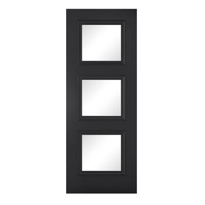 Black Primed Antwerp Glazed Internal Door Wooden Timber - Do...